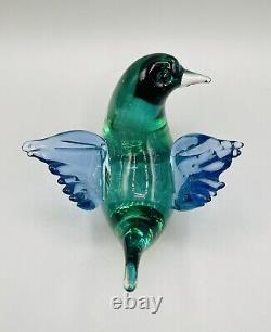 Vintage Formia Murano Jeweled Art Glass Bird Sculpture Aquamarine with COA 5