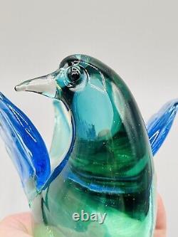 Vintage Formia Murano Jeweled Art Glass Bird Sculpture Aquamarine with COA 5