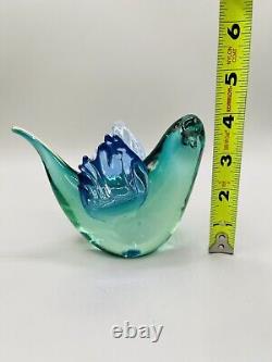 Vintage Formia Murano Jeweled Art Glass Bird Sculpture Aquamarine with COA 5