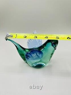 Vintage Formia Murano Jeweled Art Glass Bird Sculpture Aquamarine with COA 5