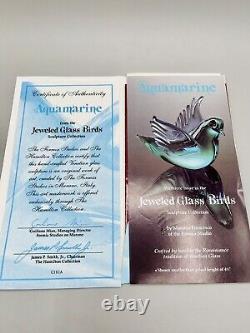 Vintage Formia Murano Jeweled Art Glass Bird Sculpture Aquamarine with COA 5