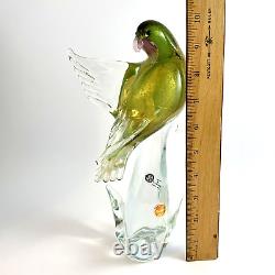 Vintage Formia Vetri Di MURANO Blown Glass Bird Green Gold Wing Away ITALY 70's