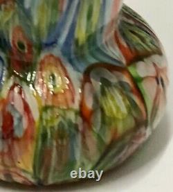 Vintage Fratelli Toso Colorful Millefiori Murano Art Glass Vase 6-3/4 Tall