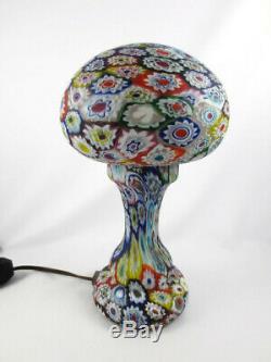 Vintage Fratelli Toso Millefiori Lamp Murano Italian Art Glass Mushroom