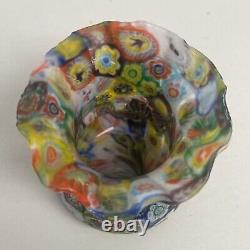 Vintage Fratelli Toso Millefiori Toothpick Holder Vase 2.5 Murano Art Glass