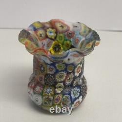 Vintage Fratelli Toso Millefiori Toothpick Holder Vase 2.5 Murano Art Glass