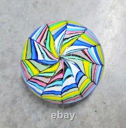 Vintage Fratelli Toso Murano Glass Rainbow Ribbon Paperweight