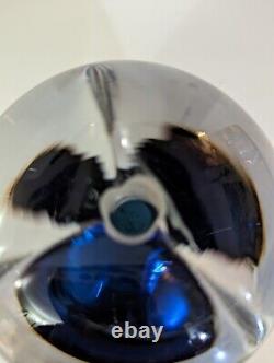 Vintage Fratelli Toso Murano Sommerso Blue Floating Glass Apple detachable Stem