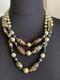 Vintage French Designer 3 strands Necklace Murano Glass beads & Green pearls