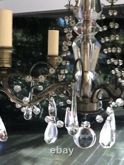 Vintage French Glass Clear Murano Crystal Drops Macaroni Beaded Chandelier 18