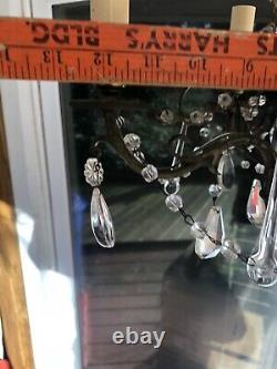 Vintage French Glass Clear Murano Crystal Drops Macaroni Beaded Chandelier 18