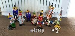 Vintage Genuine Venetian Murano Glass Clown collection 11 made in Italy rare