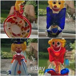 Vintage Genuine Venetian Murano Glass Clown collection 11 made in Italy rare