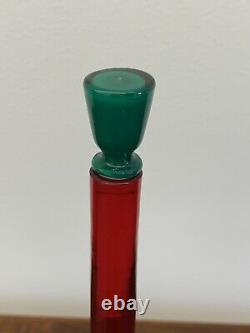 Vintage Gio Ponti Venini Incalmo Art Glass Bottle Red & Green withstopper Murano