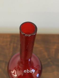 Vintage Gio Ponti Venini Incalmo Art Glass Bottle Red & Green withstopper Murano