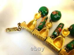 Vintage Gold Tone TRIFARI Necklace withDangling Murano Millefiore Glass Beads-RARE