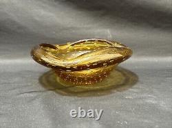 Vintage Gorgeous Murano Glass Bowl Dish Mouth Blown Folded Controlled Bubbles