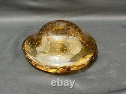 Vintage Gorgeous Murano Glass Bowl Dish Mouth Blown Folded Controlled Bubbles