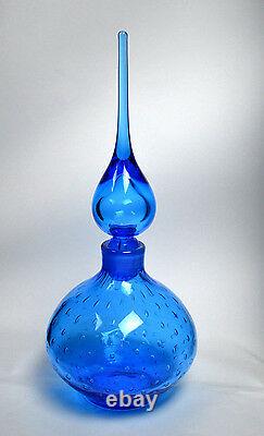 Vintage HAND BLOWN Art Glass Bottle Murano Decanter Italy (RF-FR12)