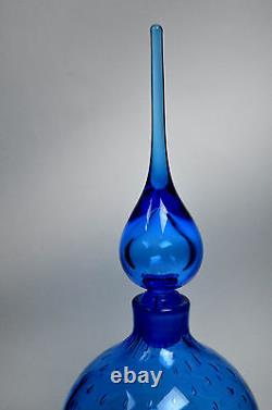 Vintage HAND BLOWN Art Glass Bottle Murano Decanter Italy (RF-FR12)