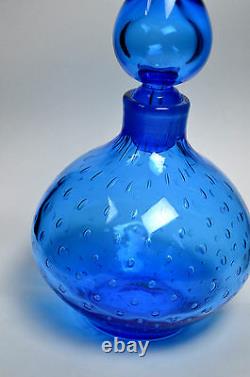 Vintage HAND BLOWN Art Glass Bottle Murano Decanter Italy (RF-FR12)