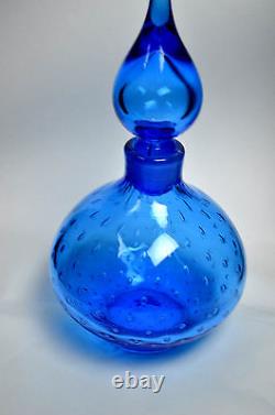 Vintage HAND BLOWN Art Glass Bottle Murano Decanter Italy (RF-FR12)