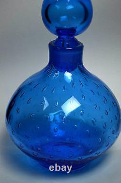 Vintage HAND BLOWN Art Glass Bottle Murano Decanter Italy (RF-FR12)