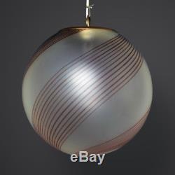 Vintage HUGE Murano Glass'A Canne' Globe Pendant Lamp 1970s
