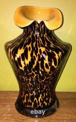 Vintage Hand Blown Art Glass Bust Torso Glass Vase LEOPARD Murano