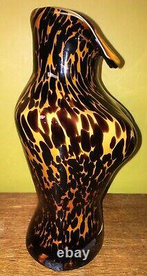 Vintage Hand Blown Art Glass Bust Torso Glass Vase LEOPARD Murano