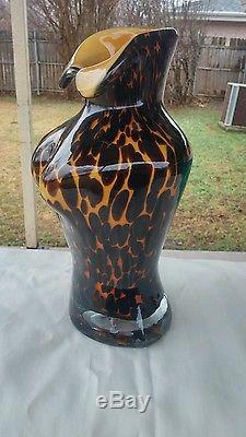 Vintage Hand Blown Art Glass Female Nude Body Torso Glass Vase LEOPARD Murano