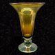 Vintage Hand Blown Blenko Footed Trumpet Vase Amber Large 11T 8W