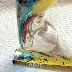 Vintage Hand Blown Murano Art Glass Blue / Yellow / Red Hummingbird Figurine Lrg