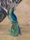 Vintage Hand Blown Murano Glass Tall Bird Blue Green Cockatoo Figurine 11.5