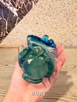 Vintage Hand Blown Murano Glass Tall Bird Blue Green Cockatoo Figurine 11.5