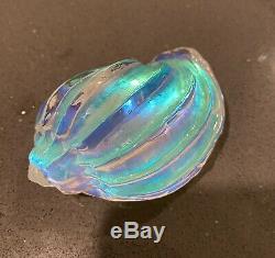 Vintage Hand Cast Dichroic Glass Paperweight Sea Shell Island Of Murano Italy