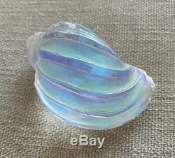 Vintage Hand Cast Dichroic Glass Paperweight Sea Shell Island Of Murano Italy