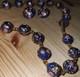 Vintage Hand Made Murano Glass Necklace & Earrings Set Gold & Cobalt Beads 19L