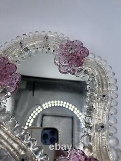 Vintage Handheld Murano Glass Art Mirror