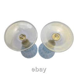Vintage Handmade Italian Vivarini Murano Glass Latticino 8.5 Wine Goblet Pair