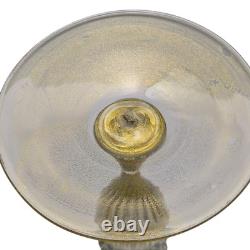 Vintage Handmade Italian Vivarini Murano Glass Latticino 8.5 Wine Goblet Pair