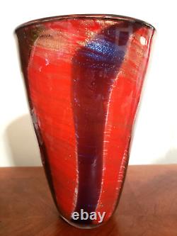 Vintage Heavy MCM Murano Art Glass Millefiori Vase With Original Sticker