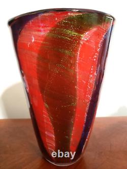 Vintage Heavy MCM Murano Art Glass Millefiori Vase With Original Sticker