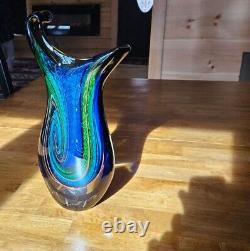Vintage Heavy Murano Twist Swirl Glass Vase
