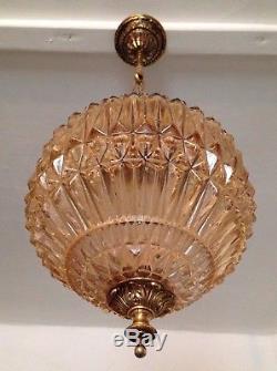 Vintage Hollywood Baroque Murano Italian Glass Chandelier Ceiling Light Pendant
