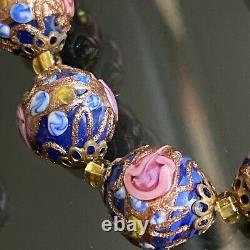 Vintage ITALIAN Venetian WEDDING Cake MURANO Aventurine GLASS Beads NECKLACE