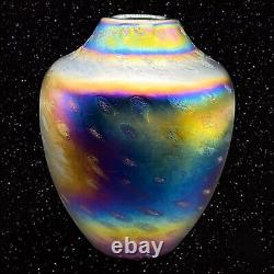 Vintage Iridescent Hand Blown Mt. St. Helens Glass Eye Studios Vase MSH 1999