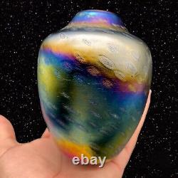 Vintage Iridescent Hand Blown Mt. St. Helens Glass Eye Studios Vase MSH 1999