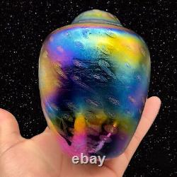 Vintage Iridescent Hand Blown Mt. St. Helens Glass Eye Studios Vase MSH 1999