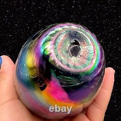 Vintage Iridescent Hand Blown Mt. St. Helens Glass Eye Studios Vase MSH 1999